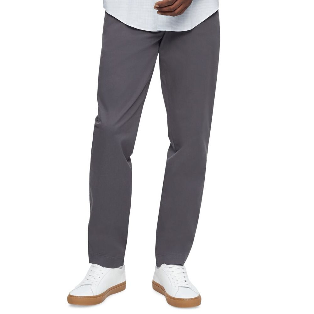 Calvin Klein Men's Straight Fit Stretch Chino Pants - Gray Pinstripe 34W X 34L